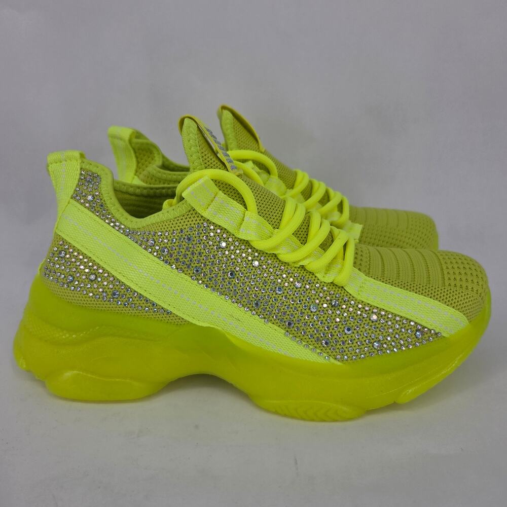 NEW AMS Chunky Jelly Sole Platform Rhinestone Sneaker Neon Yellow NEW Size 8.5 - Picture 5 of 10